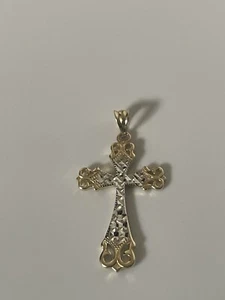 14K Bicolor Gold Kreuz Anhänger - Bild 1 von 5