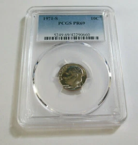 1971-S 10C PCGS PR69 Roosevelt Dime Proof Verified PCGS #5249.69/42290660  - Picture 1 of 3