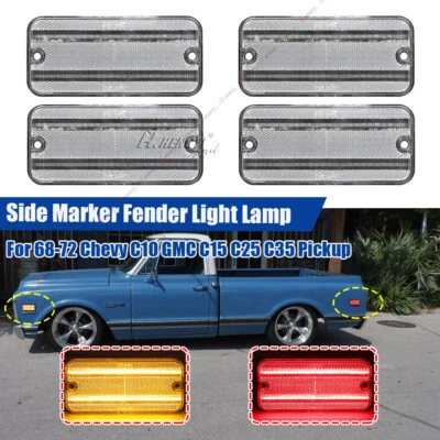Luz de señalización lateral LED para 68-72 Chevrolet C10 Chevy GMC C15 C1500 Pickup Blazer Foto 1 de 4