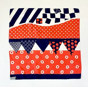 Vintage 1970s Silk Scarf Marshall Field Polka Dot Flag Rolled BANDANA P.A.S. - Picture 1 of 6