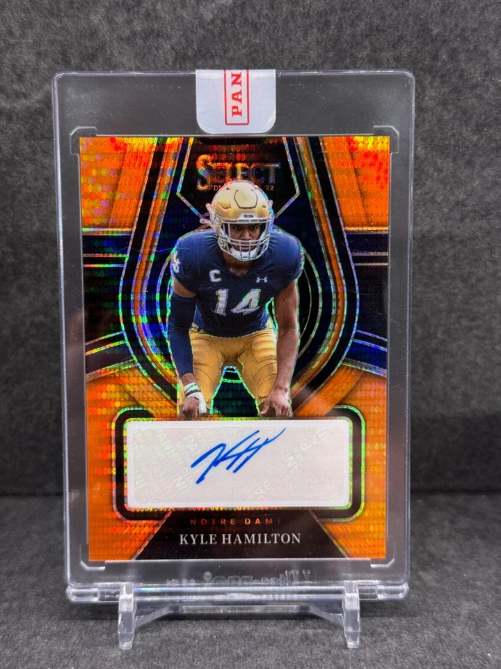 Kyle Hamilton 2022 Select Draft Picks Rookie Signatures Orange Pulsar SSP RC /30 - Image 1 of 3
