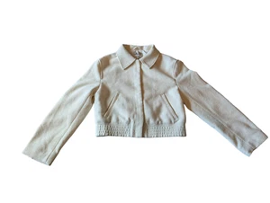 H&M Women's White Cropped Jacket - Size EUR Small UK 8 - Picture 1 of 8