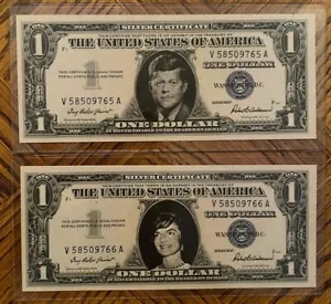 John F. Kennedy y Jacqueline Kennedy - 1957 certificado de plata $1 sin circular #2 - Imagen 1 de 2