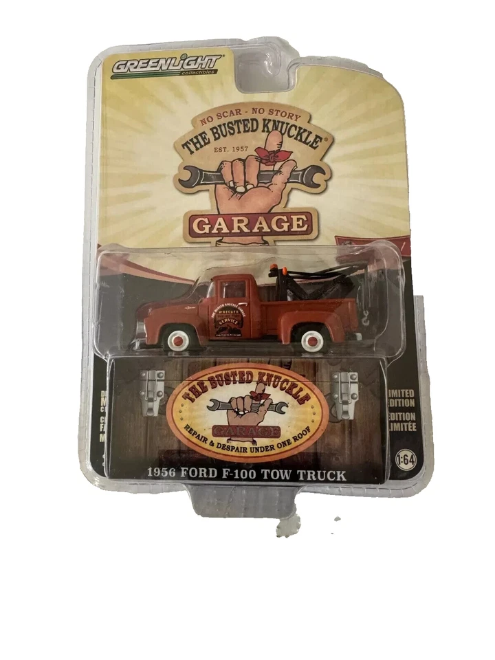 The Busted Knuckle Garage 1956 Ford F-100 Tow Truck  Greenlight 39010 B - Image 1 of 1