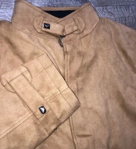 Vintage Giorgio Armani Jacke Herren XL hellbraun Teflon Mikrofaser abnehmbares Innenfutter NEU - Bild 1 von 16