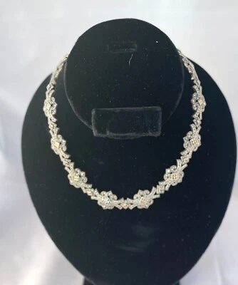 JUDITH JACK MARCASITE  16" 925 STERLING SILVER NECKLACE NECK#44 Foto 1 de 4