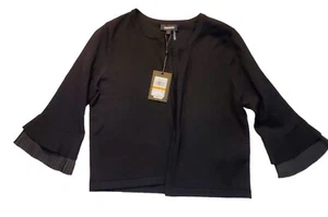 DKNY Cardigan Bolero Black With 3/4 Fancy Sleeves Size Small New With Tags - Picture 1 of 12