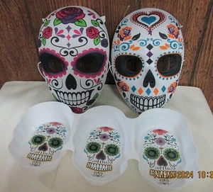 Day of the Dead Snack Tray and 2 Masks Combo - Picture 1 of 10