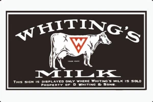 Vintage Metal Sign 12x8 Classic Sign Whitings Milk Cow Art Orange W Brand - Picture 1 of 5