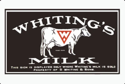 Vintage Metal Sign 12x8 Classic Sign Whitings Milk Cow Art Orange W Brand - Image 1 of 4