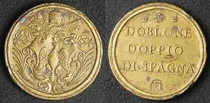 Peso Monetale - Stato Pontificio - Doppio Doblone di Spagna - g 26,63 - Picture 1 of 1