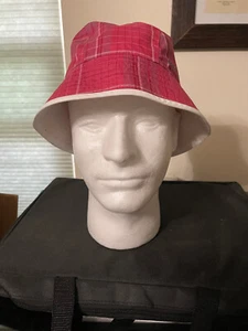 Vintage Eddie Bauer Hat Mens Small Bucket Rain Hat Outdoor Hiking Red - Picture 1 of 6