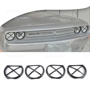 4x Cubierta protectora de faro delantero para Dodge Challenger 2015 + fibra de carbono - Imagen 1 de 9