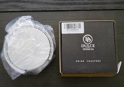 DULCE DOMUM plata redondo 6 posavasos con soporte para posavasos cuero PU Foto 1 de 3