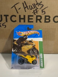 HOT WHEELS YELLOW 2012 #52 #2 TREASURE HUNT DUCATI 1098 CAFE MOTORCYCLE BIKE - Picture 1 of 7