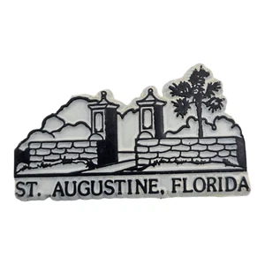 Imán de nevera de goma blanco y negro de colección ubicación de San Agustín Florida - Imagen 1 de 2