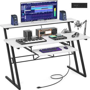 Armocity 47 Music Studio Desk with Power Outlet, Studio Desk for Music Produc - Picture 1 of 8