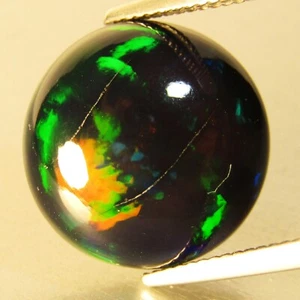 9.40Cts Natural Color Play Ethiopian Black Opal Round Cabochon Loose Gem VOD - Picture 1 of 4