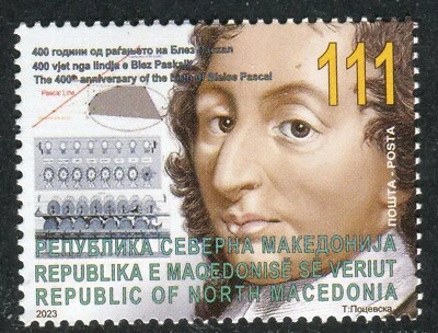 363 - NORTH MACEDONIA 2023 - Blaise Pascal - French Mathematician -Physicist-MNH - Image 1 of 2