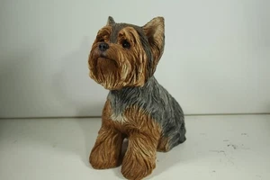 Sandicast Sculpture Yorkshire Terrier Pup Yorkie Sitting Yard Ornament 8” Dog - Picture 1 of 8