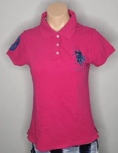 U.S. Polo Assn. Women’s Embroidered Big Pony Fuchsia Pink Polo Shirt Size L - Picture 1 of 5