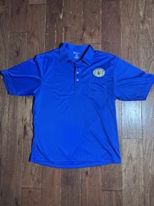 Vintage Free Mason Masonic Embroidered Polo Shirt L - Blue Fraternity Compass - Picture 1 of 6