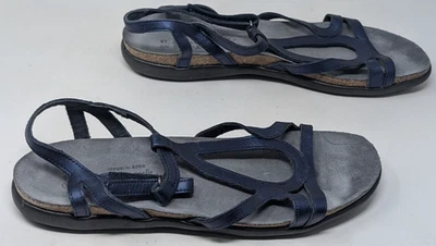 Женские сандалии-слинги Naot Dorith с ремешками плоские комфортные синие кожаные размер 40 9 - Изображение 1 из 4