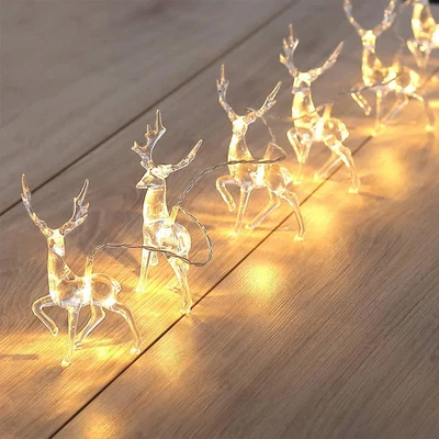 New 1.5/3m 3D Christmas Festive Reindeer Shaped Battery Operated String Lights - Image 1 of 4