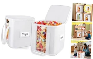2PCS Toy Cube Storage Bin: Kids Building Blocks Organizer with Zipper Lid & - Picture 1 of 8