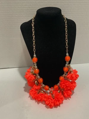 Collar Largo Lilly Pulitzer Tangero Tela Naranja Cuelga Flores Rosa Cuentas Nuevo con Etiquetas Foto 1 de 3