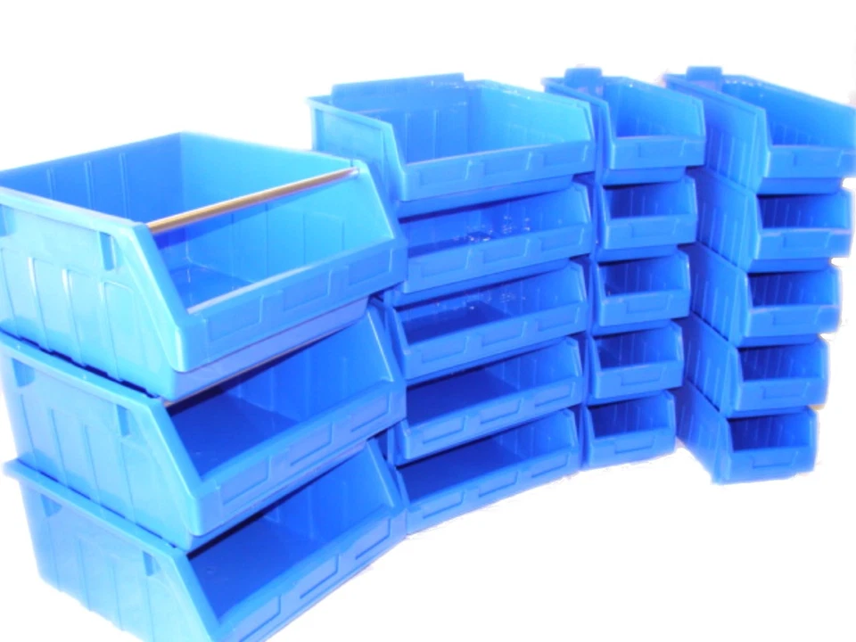 Blue Plastic Parts Bins - Small Component Storage Boxes Picking Bin Workshop Box - Image 1 of 1
