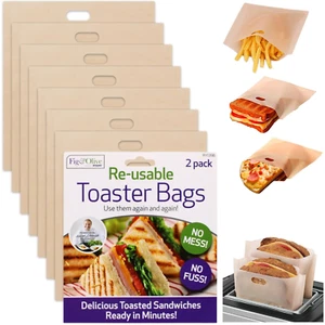 Large Teflon 4x 50 Times Reusable Toastabag No Mess Toaster Tostie Sandwich Bag - Picture 1 of 5