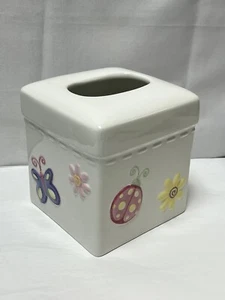 Magic Garden Porcelain Square Tissue Box Cover Butterfly Ladybug Pattern NWT! - Picture 1 of 10