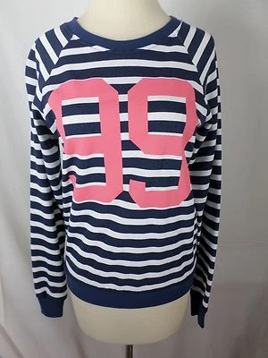 衬衫/上衣青少年/女式 MIGHTY FINE 海军蓝白色条纹长袖 XS 全新带标签 — 第 1/3 张图片