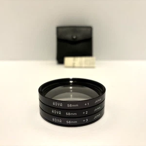 Vintage Hoya 58mm Coated Close-up Lens Set Of 3 Screw On +1, 2 & 3 Case & Insert - Picture 1 of 8
