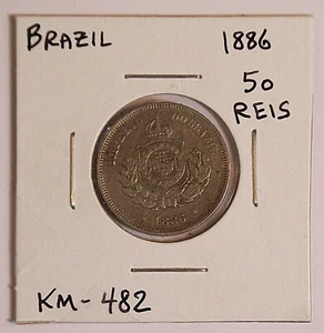 Moneta 50 Reis 1886 Brasile KM-482 bel richiamo visivo #15561 - Foto 1 di 5