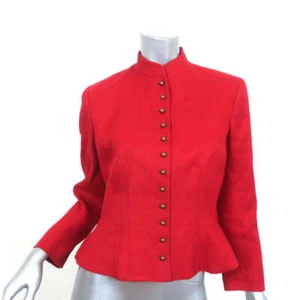 Lauren Ralph Lauren Victorian Jacket Red Linen Size 6 - Picture 1 of 7