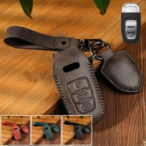 Genuine Leather Car Key Case Cover For Audi RS A3 A4 A5 A6 A7 R8 TT Q3 Q5 Q7 S5 - Picture 1 of 11