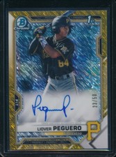 LIOVER PEGUERO AUTO 2021 Bowman Chrome Prospects GOLD SHIMMER REFRACTOR #/50 RC