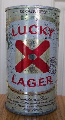 Lucky Lager "Bug" Fan Tab Top Beer Can General Salt Lake City UT 12 oz Flat Cone - Image 1 of 4