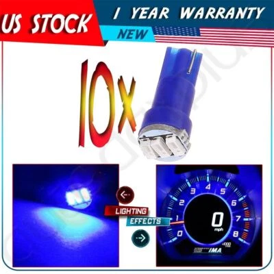 10 PIEZAS Azul T5 Cuña 3-3014 SMD Bombilla LED Cuadro de Instrumentos Luz con Enchufe Giratorio Foto 1 de 4
