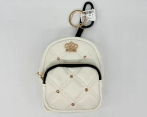 NEW Claire's Keychain Faux Leather Quilted Backpack White - Picture 1 of 5
