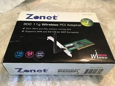 *BRAND NEW* Zonet 802.11g 54Mbps Wireless LAN PCI Adapter ZEW1605 WEP WPA - Image 1 of 4
