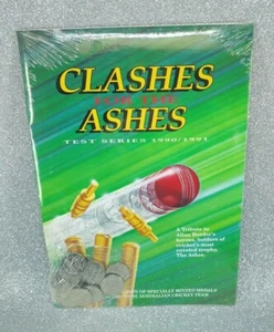 CLASHES FOR THE ASHES 1990/1991 CRICKET 15 COIN/MEDAL/TOKEN & PRESENTATION BOOK - Foto 1 di 45