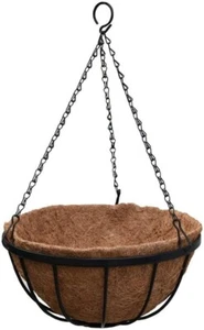 30 cm Garten Hängekorb mit Ketten & natürlicher Kokosnussschaleneinlage Metallrahmen - Bild 1 von 3