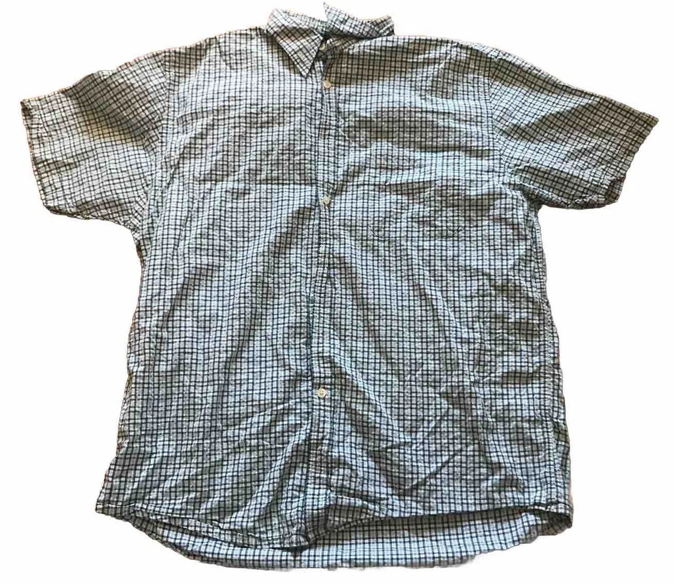 Vintage Structure Short Sleeve Plaid Shirt Size Large Seersucker Pocket Men - Image 1 of 4