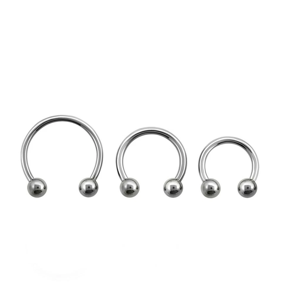 ❤ 1,2 mm Hufeisen Titan Basic Ohr Piercing Circular Barbell Kugeln Ball - Bild 1 von 1