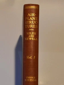 AIRPLANE STRUCTURES Volume I hardback book 3rd Edition 1943 Niles & Newell *s54 - Bild 1 von 6