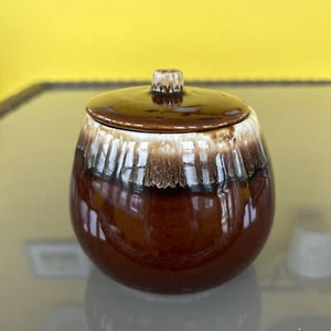 "Tazón de azúcar esmaltado por goteo marrón cerámica vintage McCoy pieza original de EE. UU. MCP 4,5""" - Imagen 1 de 6
