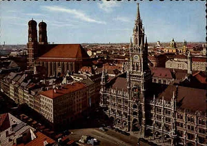 München Bayern Munich Bavaria ~1970 Rathaus Frauenkirche a.d. Vogelschau-Persp. - Picture 1 of 1